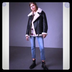 Burberry shearling aviator jacket size 8